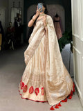 Charming Off - White Weaving Silk Lehenga Choli With Dupatta - Ethnic Plus In