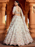 Charming Pista Green Embroidered Tissue Silk Wedding Lehenga Choli - Ethnic Plus In