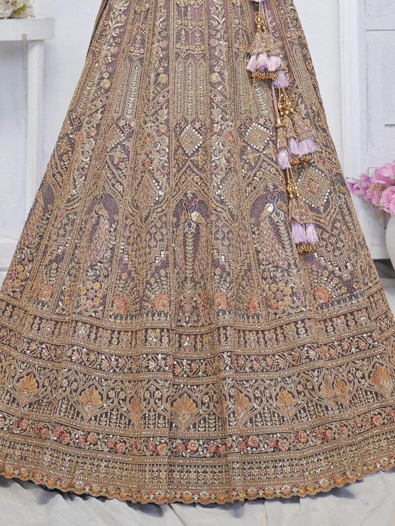 Charming Purple Sequins Net Bridesmaid Lehenga Choli With Duppatta - Ethnic Plus In