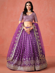 Charming Purple Sequins Work Wedding Wear Lehenga Choli - Ethnic Plus In