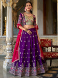 Charming Purple Thread Embroidered Silk Designer Lehenga Choli - Ethnic Plus In