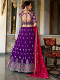 Charming Purple Thread Embroidered Silk Designer Lehenga Choli - Ethnic Plus In