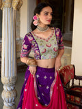 Charming Purple Thread Embroidered Silk Designer Lehenga Choli - Ethnic Plus In