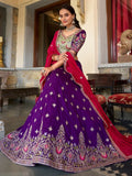 Charming Purple Thread Embroidered Silk Designer Lehenga Choli - Ethnic Plus In