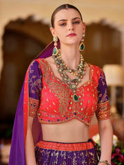 Charming Purple Zari Weaving Silk Traditional Lehenga Choli With Dupatta - Ethnic Plus In