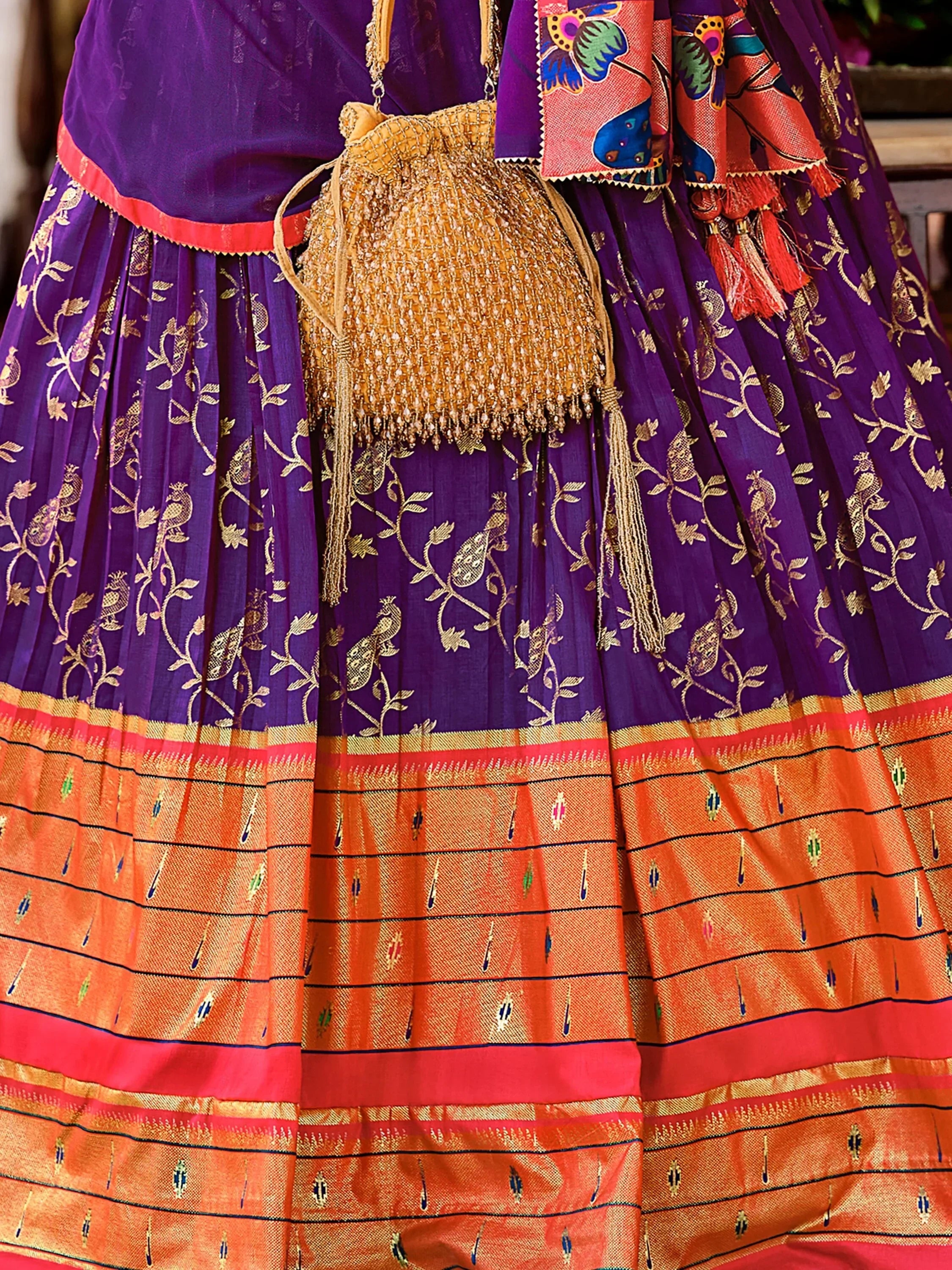 Charming Purple Zari Weaving Silk Traditional Lehenga Choli With Dupatta - Ethnic Plus In