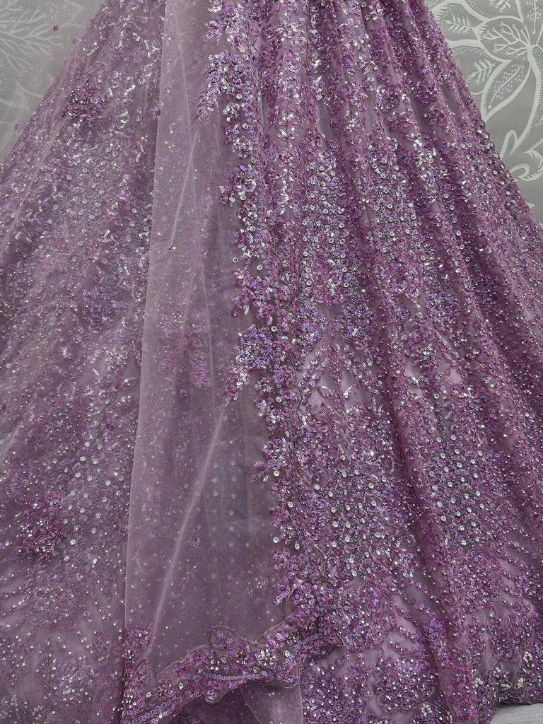 Charming Purple Zircon Work Net Bridesmaid Lehenga Choli With Dupatta - Ethnic Plus In