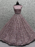 Charming Rose Pink Zari Embroidered Net Designer Lehenga Choli - Ethnic Plus In