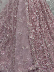 Charming Rose Pink Zari Embroidered Net Designer Lehenga Choli - Ethnic Plus In