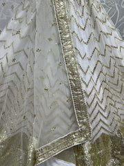 Charming White Sequins Net Designer Lehenga Choli With Dupatta - Ethnic Plus In