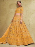 Charming Yellow Sequins Silk Wedding Lehenga Choli With Net Dupatta - Ethnic Plus In