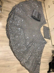 Grey Sequin Georgette Party Wear Lehenga Choli