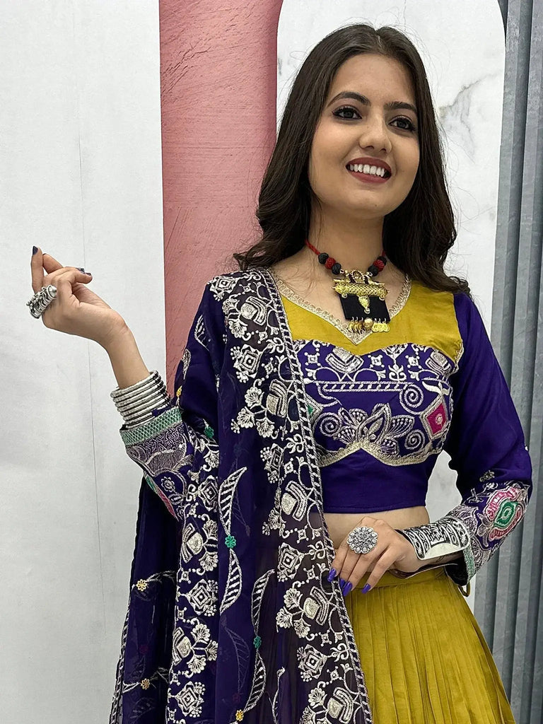 Classy Mustard Yellow Cotton Festival Wear Lehenga Choli - Ethnic Plus In