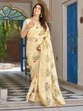Classy Yellow Thread Embroidered Silk Festival Wear Saree - Ethnic Plus In