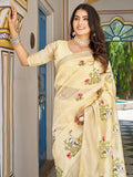 Classy Yellow Thread Embroidered Silk Festival Wear Saree - Ethnic Plus In