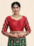 Charming Green Embroidery Silk Wedding Wear Saree With Blouse
