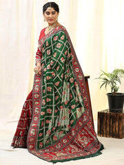 Fascinating Green Heavy Embroidery Silk Wedding Saree With Blouse