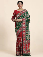 Fascinating Green Heavy Embroidery Silk Wedding Saree With Blouse