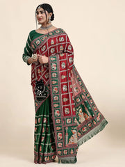 Mesmerizing Red Heavy Embroidery Silk Bridal Saree With Blouse