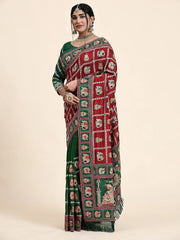 Mesmerizing Red Heavy Embroidery Silk Bridal Saree With Blouse