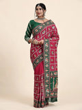 Bewitching Pink Embroidery Silk Wedding Wear Saree With Blouse