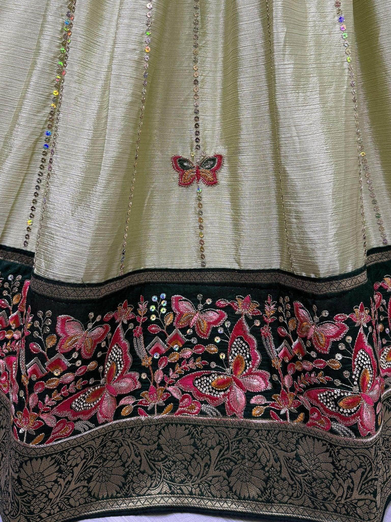 Cute Pista Green Sequins Silk Function Wear Lehenga Choli With Dupatta - Ethnic Plus In