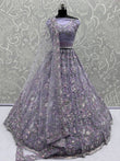 Outstanding Purple Net Zircon Work Bridesmaid Lehenga Choli