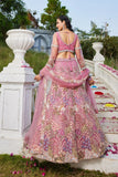 Dazzling Pink Sequins Net Bridesmaid Lehenga Choli With Dupatta - Ethnic Plus In