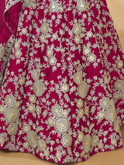 Dazzling Pink Silk Thread Embroidered Lehenga Choli - Ethnic Plus In