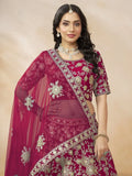 Dazzling Pink Silk Thread Embroidered Lehenga Choli - Ethnic Plus In