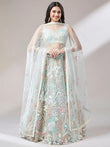 Dazzling Pista Green Sequins Soft Net Engagement Wear Lehenga Choli - Ethnic Plus In