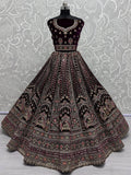 Dazzling Purple Velvet Bridal Lehenga Choli With Double Dupatta - Ethnic Plus In