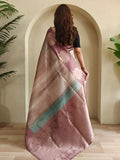 Delicate Lilac Zari Weaving Silk Saree With Blouse - Ethnic Plus In