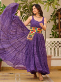 Delicate Purple Bandhani Print Georgette Navratri Wear Gown - Ethnic Plus In