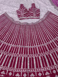 Delightful Pink Mirror Work Silk Bridesmaid Lehenga Choli With Dupatta - Ethnic Plus In