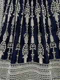 Demanding Navy Blue Embroidered Satin Party Wear Lehenga Choli - Ethnic Plus In