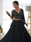 Desirable Black Color Sequins Georgette Event Wear Lehenga Choli - Ethnic Plus In