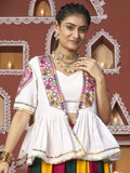 Desirable Multi Color Embroidered Navratri Lehenga Choli With Jacket - Ethnic Plus In