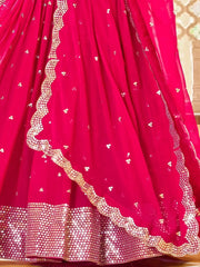Desirable Pink Sequins Work Georgette Wedding Wear Lehenga Choli - Ethnic Plus In