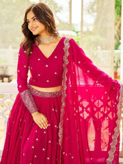 Desirable Pink Sequins Work Georgette Wedding Wear Lehenga Choli - Ethnic Plus In