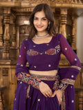Desirable Purple Sequins Georgette Navratri Wear Lehenga Choli - Ethnic Plus In