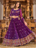 Desirable Purple Sequins Georgette Navratri Wear Lehenga Choli - Ethnic Plus In