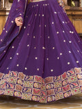 Desirable Purple Sequins Georgette Navratri Wear Lehenga Choli - Ethnic Plus In