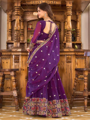 Desirable Purple Sequins Georgette Navratri Wear Lehenga Choli - Ethnic Plus In
