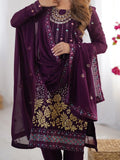 Dramatic Wine Georgette Sequins Event Wear Straight Suit - Ethnic Plus In