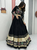 Dreamy Black Cotton Thread Embroidered Lehenga Choli - Ethnic Plus In