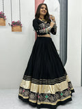 Dreamy Black Cotton Thread Embroidered Lehenga Choli - Ethnic Plus In