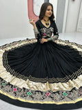 Dreamy Black Cotton Thread Embroidered Lehenga Choli - Ethnic Plus In