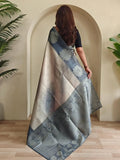 Dreamy Grey Silk Casual Wear Saree With Blouse - Ethnic Plus In