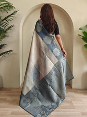 Dreamy Grey Silk Casual Wear Saree With Blouse - Ethnic Plus In